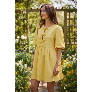 Joie Solid Bubble Sleeve Mini NWT Dress with Boy Accent and Pockets Size M